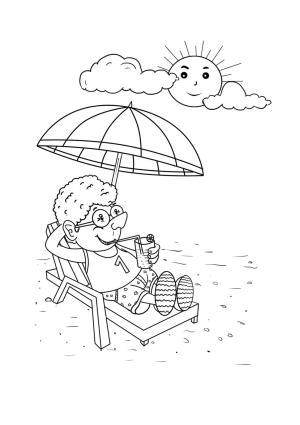 Güneş boyama sayfası,  coloring page, Güneşte Rahatlayın, 