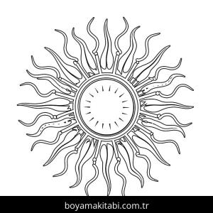 Güneş boyama sayfası – çocuk aktivitesi, PDF indir