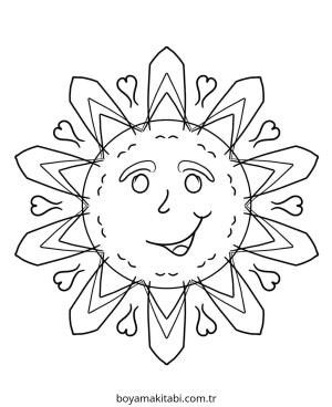 Güneş boyama sayfası – yaratıcılığı geliştirir, keyifli zaman