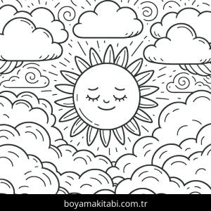 Güneş boyama sayfası – eğitici aktivite, yaratıcılık