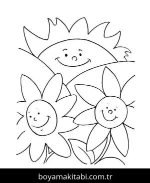 Güneş boyama sayfası – renkli çizimler, okul öncesi