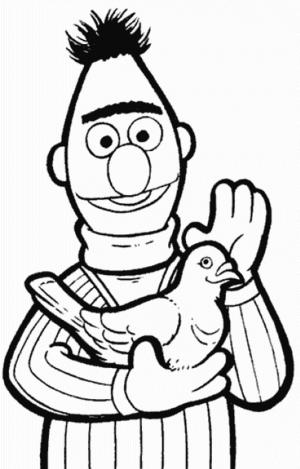 Güvercin boyama sayfası,  coloring page, Bert tutan Güvercin, 