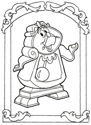 Güzel ve Çirkin boyama sayfası,  coloring page, Cogsworth’u Güzel ve Çirkin’den çizin, 