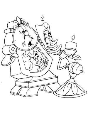 Güzel ve Çirkin boyama sayfası,  coloring page, Cogsworth ve Lumiere’i çizin, 