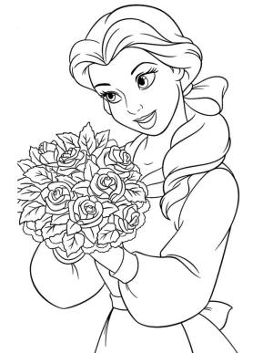 Güzel ve Çirkin boyama sayfası,  coloring page, Çiçeklerle Belle’i çiz, 