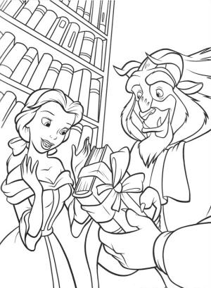 Güzel ve Çirkin boyama sayfası,  coloring page, Belle, Kitaplı Canavar, 