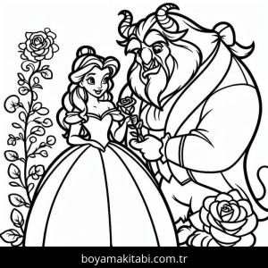 Güzel ve Çirkin boyama sayfası – sevimli karakter, sanatsal çalışma