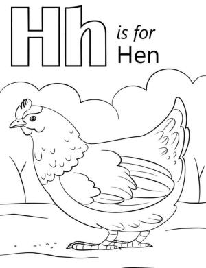 H Harfi boyama sayfası,  coloring page, Tavuk Harfi H, 