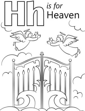 H Harfi boyama sayfası,  coloring page, Cennet Harfi H, 