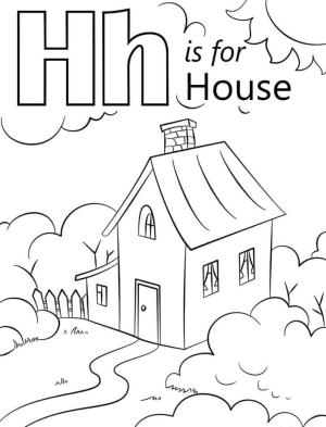 H Harfi boyama sayfası,  coloring page, Ev Harfi H, 