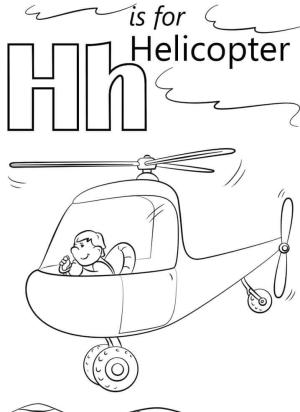 H Harfi boyama sayfası,  coloring page, Helikopter Harf H, 