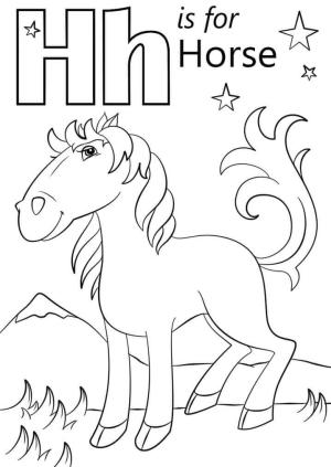 H Harfi boyama sayfası,  coloring page, At Harfi H, 