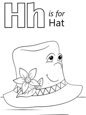 H Harfi boyama sayfası,  coloring page, Şapka Harfi H, 