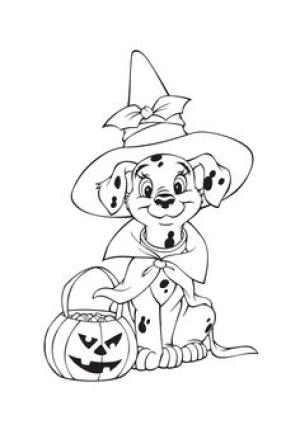 Halloween boyama sayfası,  coloring page, Küçük Köpek Cadı, 