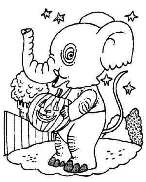 Halloween boyama sayfası,  coloring page, Kabaklı Fil, 