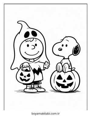 Halloween boyama sayfası – PDF indir, sevimli karakter