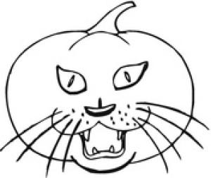 Halloween boyama sayfası,  coloring page, Kedi Ürpertici Balkabağı, 