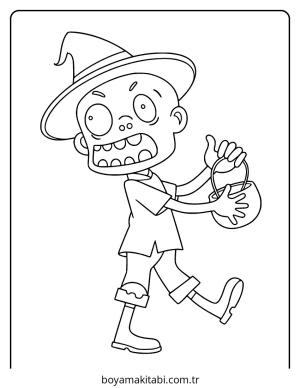 Halloween boyama sayfası – çizgi film temalı, basit çizim