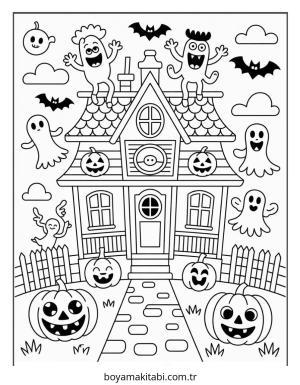 Halloween boyama sayfası – el becerilerini geliştirir, boyama çalışması