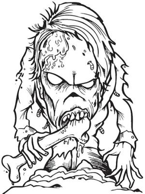 Halloween boyama sayfası,  coloring page, Ürpertici Zombi, 