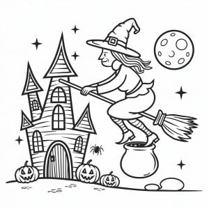 Halloween boyama sayfası,  coloring page, Halloween Bayramı cadısı çok havalı, 