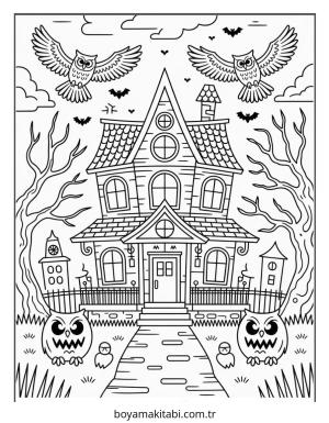 Halloween boyama sayfası – keyifli zaman, renkli çizimler