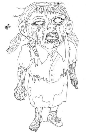 Halloween boyama sayfası,  coloring page, Ürpertici Zombi, 