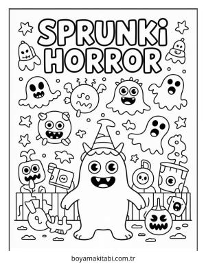 Halloween boyama sayfası – PDF indir, sevimli karakter