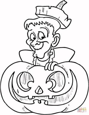 Halloween boyama sayfası,  coloring page, Cute Frankenstein, 