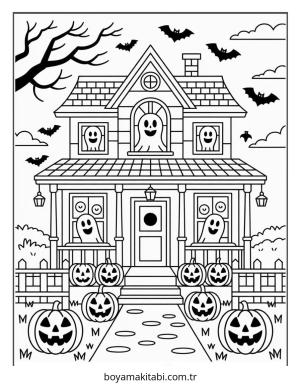 Halloween boyama sayfası – çocuk aktivitesi, PDF indir