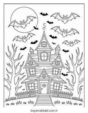 Halloween boyama sayfası – basit çizim, kolay boyama