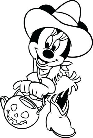 Halloween boyama sayfası,  coloring page, Kovboy Kostümü Ile Sevimli Minnie, 