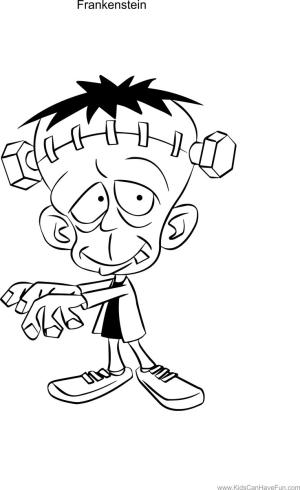 Halloween boyama sayfası,  coloring page, Frankenstein And Funny Head, 