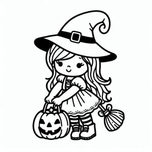 Halloween boyama sayfası,  coloring page, Temel Halloween Bayramı Cadısı, 