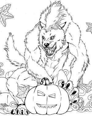 Halloween boyama sayfası,  coloring page, Korkunç Kurt Adam, 