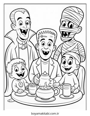 Halloween boyama sayfası – çocuk aktivitesi, PDF indir