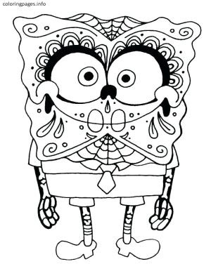 Halloween boyama sayfası,  coloring page, SpongeBob With Skeleton Costume, 