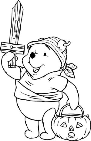 Halloween boyama sayfası,  coloring page, Winnie Pooh Oyun Oynuyor, 