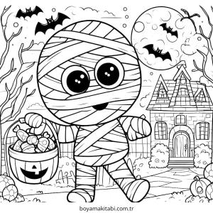 Halloween boyama sayfası – renkli çizimler, okul öncesi