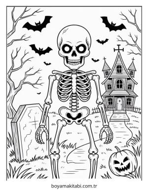Halloween boyama sayfası – çocuklar için, çizgi film temalı