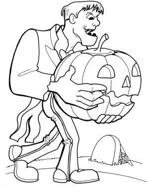 Halloween boyama sayfası,  coloring page, Frankenstein Ve Balkabağı, 