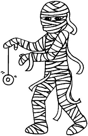 Halloween boyama sayfası,  coloring page, Yoyo Oynayan Mumya, 