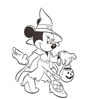 Halloween boyama sayfası,  coloring page, Minnie Küçük Cadı, 