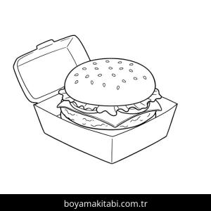 Hamburger boyama sayfası – yaratıcılık, eğlenceli etkinlik