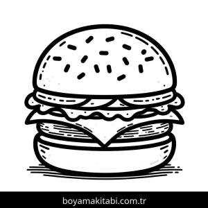 Hamburger boyama sayfası – çocuk aktivitesi, PDF indir