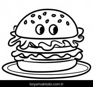 Hamburger boyama sayfası – keyifli zaman, renkli çizimler