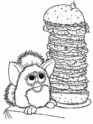 Hamburger boyama sayfası,  coloring page, Sevimli Fare ve Büyük Hamburger, 