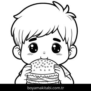 Hamburger boyama sayfası – boyama etkinliği, çocuk aktivitesi