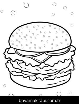 Hamburger boyama sayfası – basit çizim, kolay boyama