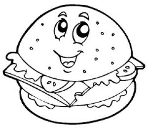 Hamburger boyama sayfası,  coloring page, Komik Hamburger, 